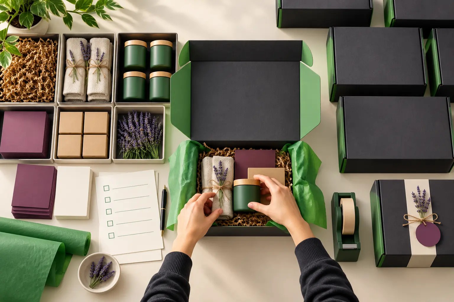 SmartShip hand fulfilment specialist assembling a carefully presented bespoke order