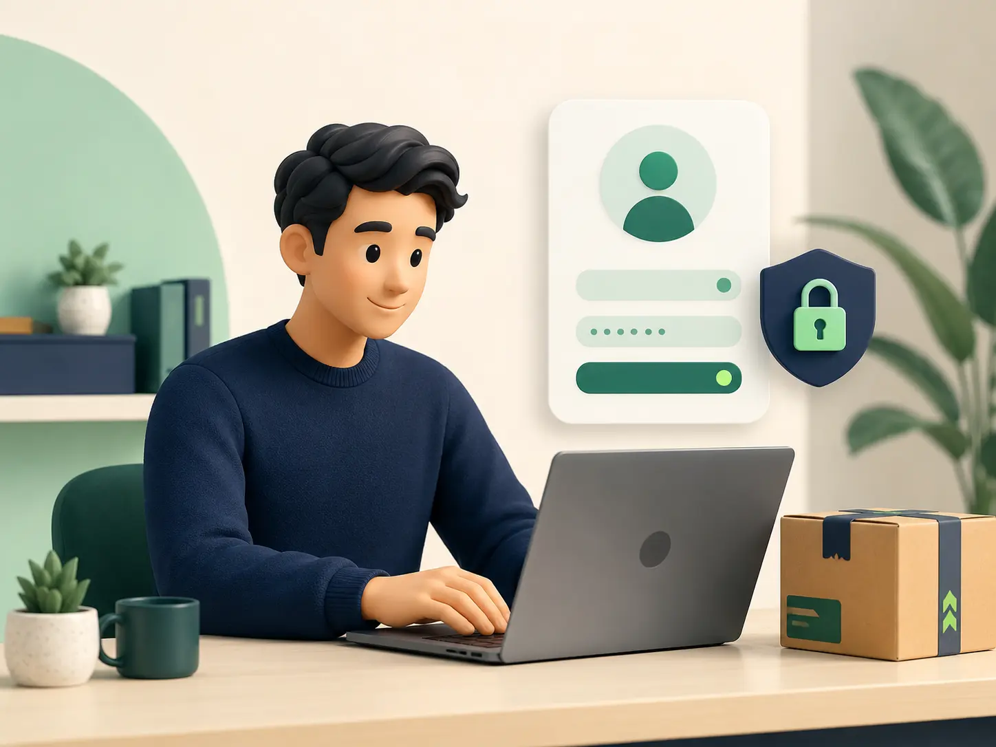 Customer creating a secure ParcelForwarding.ie account online