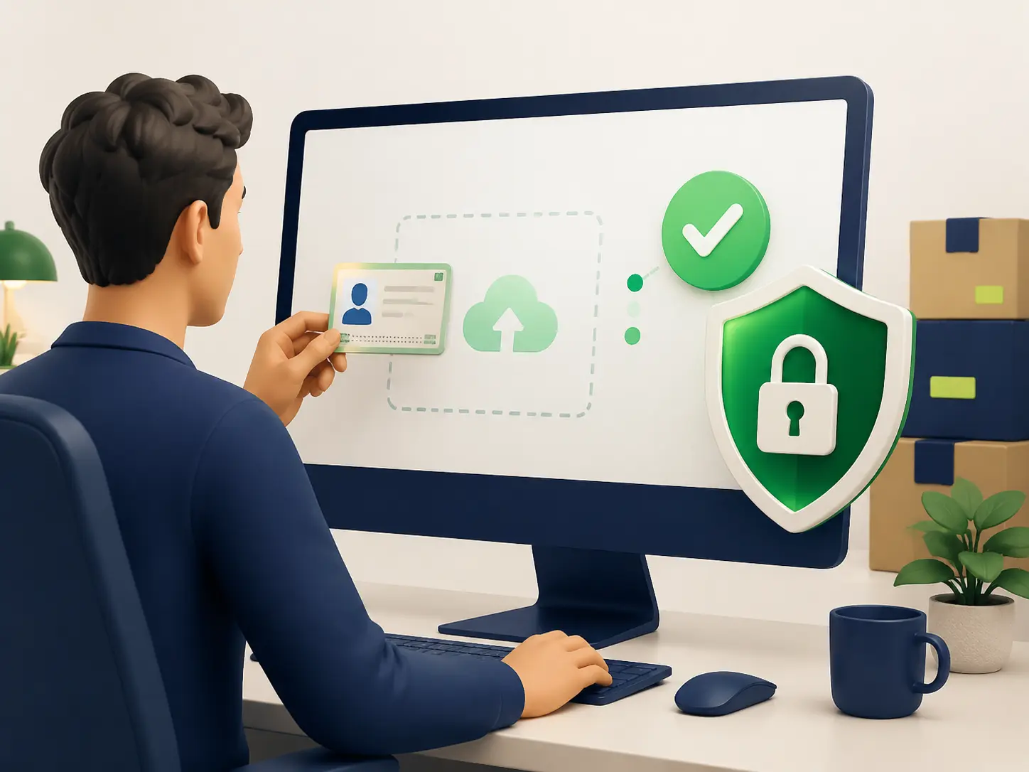 Customer securely validating a ParcelForwarding.ie account online