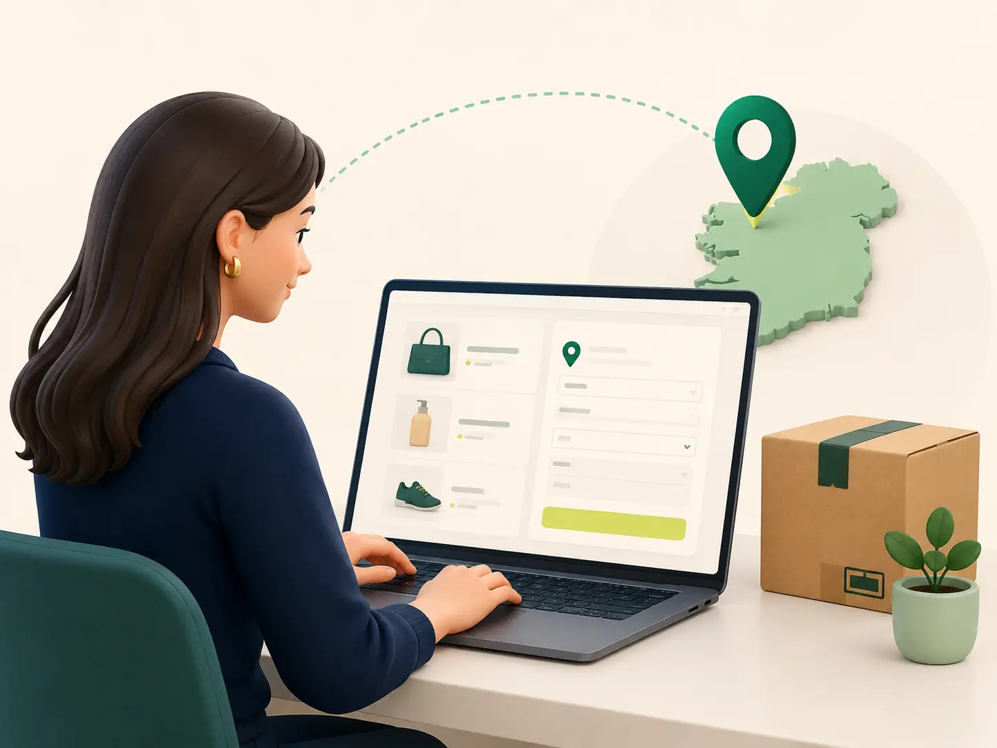 Customer shopping from Irish and European stores using a ParcelForwarding.ie address