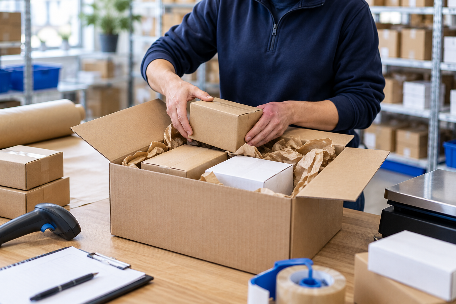 SmartShip specialist consolidating several purchases into one international shipping box