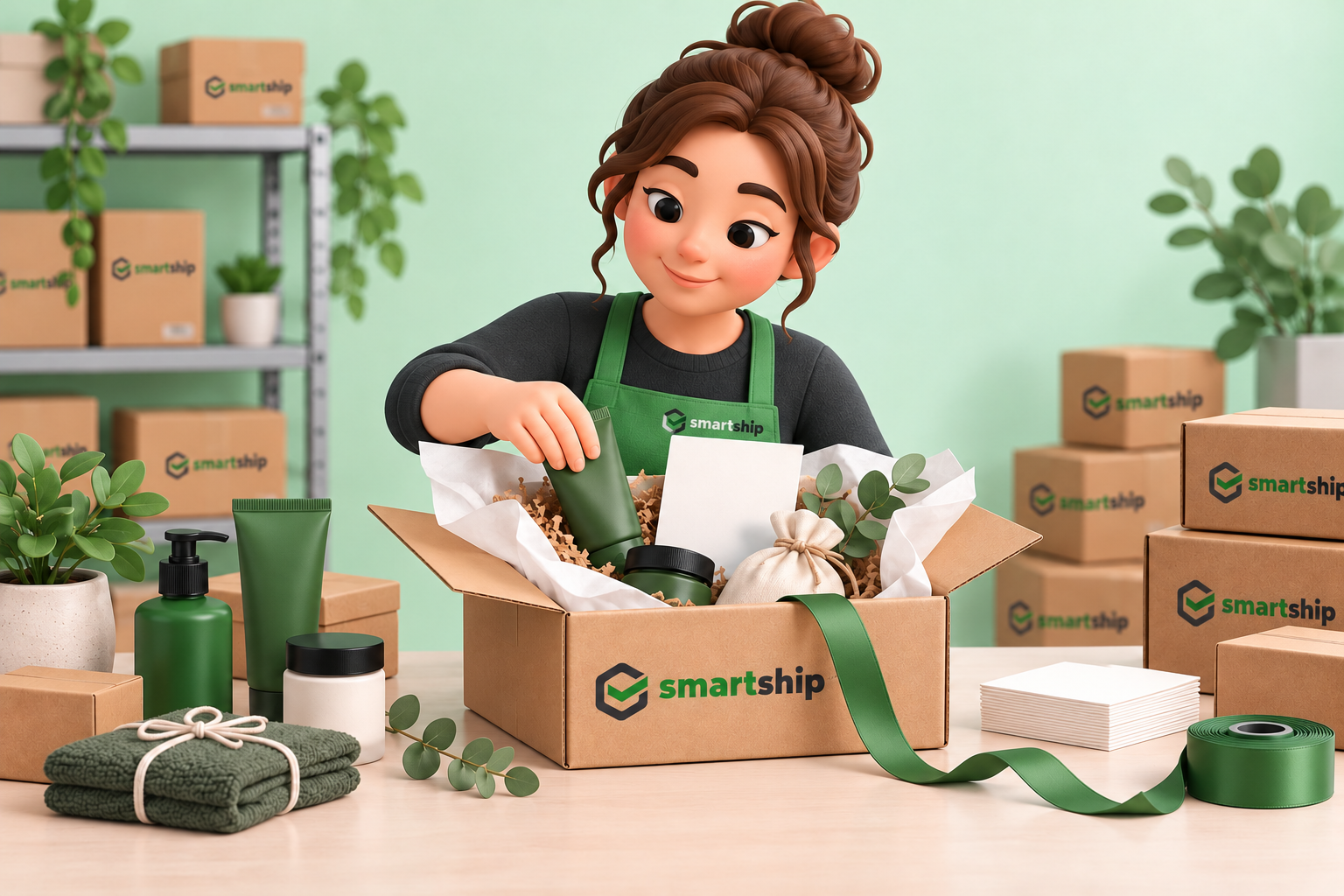 SmartShip specialist carefully assembling a bespoke hand-packed order