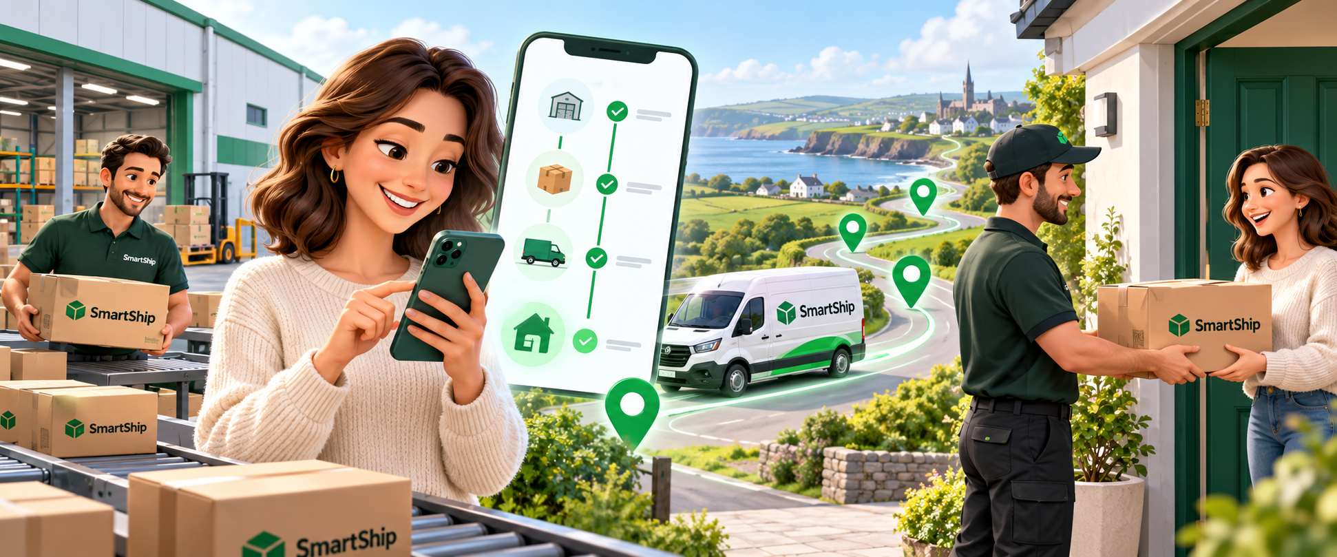 SmartShip customer following a parcel from an Irish fulfilment centre to doorstep delivery
